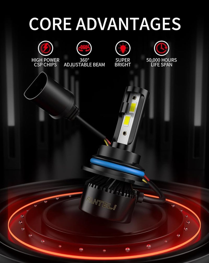 FANTELI 𝟗𝟎𝟎𝟒/𝐇𝐁𝟏 Bulbs, 34000LM 800% Brighter, Backup Plug & Play 6500K Cool White, IP68 Waterproof Quick Install, Pack of 2, Interior Off Road Lights - Image 4